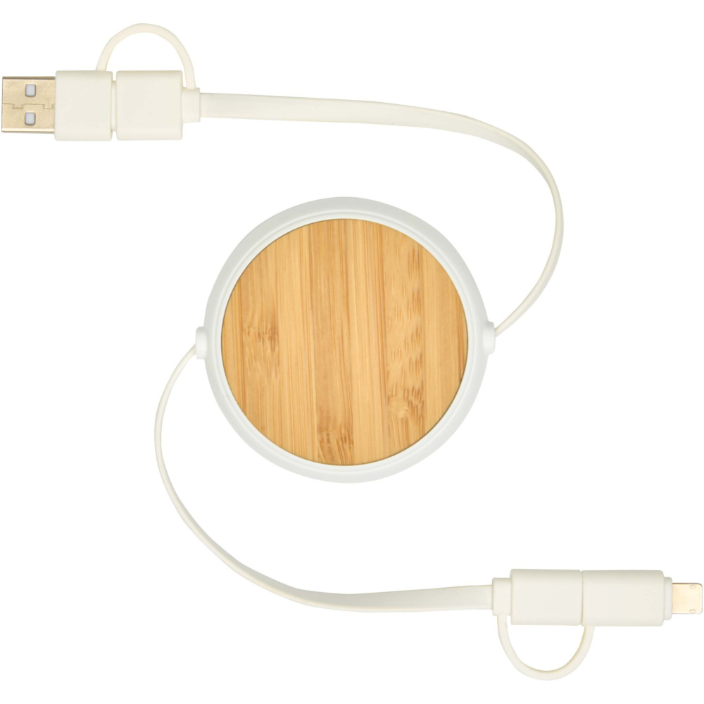 Logo trade promotional giveaways picture of: Chechia 5-in-1 recycled plastic 100 cm retractable data sync and 45W fast charge cable