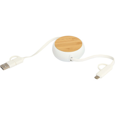 Logo trade promotional merchandise photo of: Chechia 5-in-1 recycled plastic 100 cm retractable data sync and 45W fast charge cable