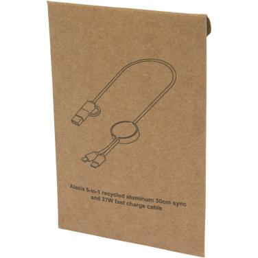 Logo trade promotional giveaways image of: Alasia 5-in-1 recycled aluminium and plastic 30 cm data sync and 27W fast charge cable