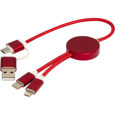 Logotrade promotional products photo of: Alasia 5-in-1 recycled aluminium and plastic 30 cm data sync and 27W fast charge cable