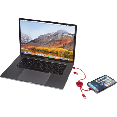 Logo trade promotional items picture of: Alasia 5-in-1 recycled aluminium and plastic 30 cm data sync and 27W fast charge cable