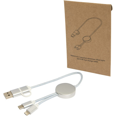 Logotrade promotional gifts photo of: Alasia 5-in-1 recycled aluminium and plastic 30 cm data sync and 27W fast charge cable