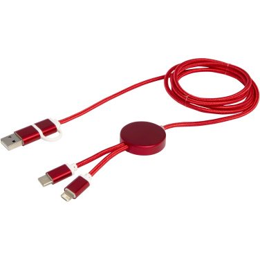 Logotrade promotional item image of: Alasia 5-in-1 recycled aluminium and plastic 150 cm data sync and 27W fast charge cable