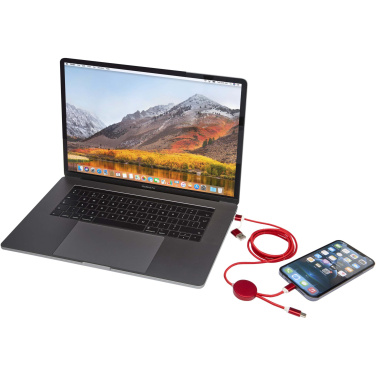 Logo trade corporate gift photo of: Alasia 5-in-1 recycled aluminium and plastic 150 cm data sync and 27W fast charge cable