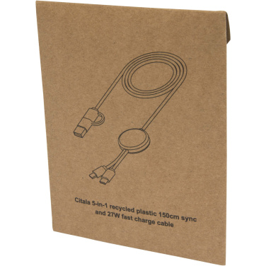 Logotrade business gift image of: Citala 5-in-1 recycled plastic 150 cm data sync and 27W fast charge cable