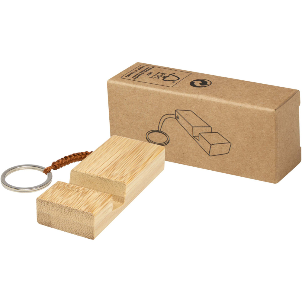 Logotrade business gift image of: Bosona bamboo phone holder with keychain