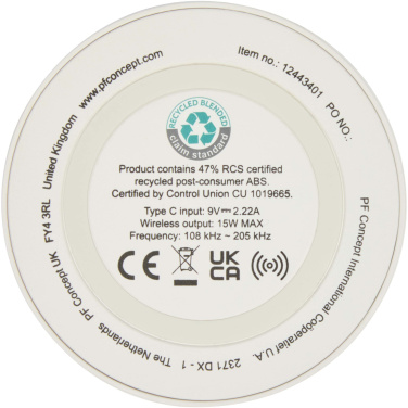 Logotrade advertising products photo of: Freal 15W recycled plastic wireless charging pad