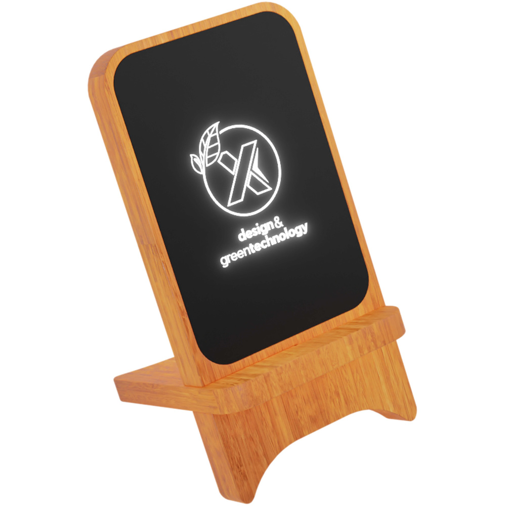 Logotrade corporate gift picture of: SCX.design W16 10W light-up wireless wooden stand
