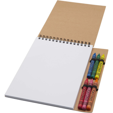 Logo trade business gifts image of: Doodle A5 spiral soft cover notebook and crayon set