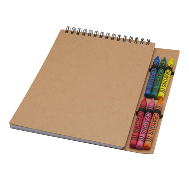 Logo trade advertising products image of: Doodle A5 spiral soft cover notebook and crayon set