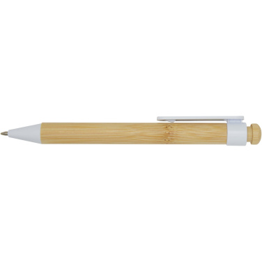 Logo trade promotional merchandise photo of: Rattan bamboo and recycled plastic ballpoint pen (black ink)