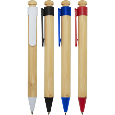 Logo trade promotional products picture of: Rattan bamboo and recycled plastic ballpoint pen (black ink)