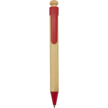 Logo trade promotional merchandise photo of: Rattan bamboo and recycled plastic ballpoint pen (black ink)