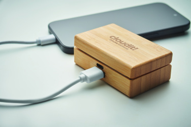 Logo trade promotional merchandise image of: TWS earbuds in bamboo case