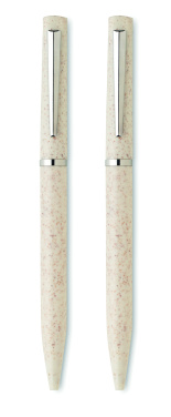 Logo trade corporate gifts picture of: Wheat straw/ABS twist pen set