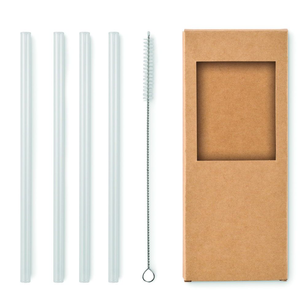 Logo trade promotional products image of: 4 reusable glass straws