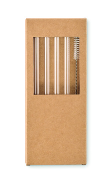 Logo trade promotional merchandise image of: 4 reusable glass straws