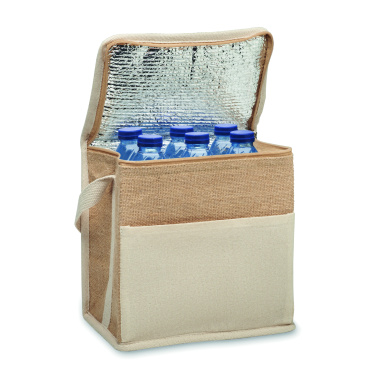 Logo trade corporate gifts image of: Jute and canvas cooler bag 3L