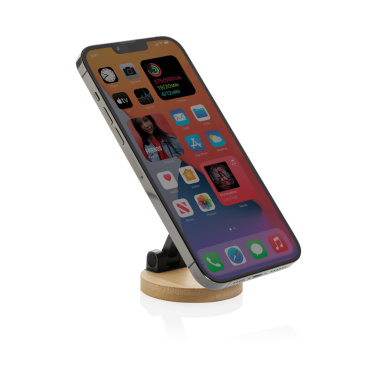 Logo trade promotional merchandise picture of: Magmount RCS recycled plastic and bamboo phone stand