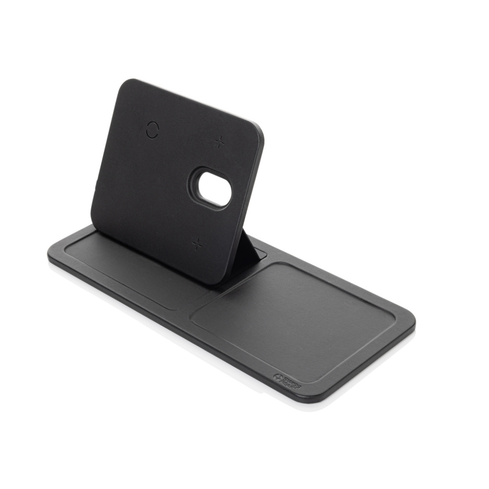 Logo trade promotional products image of: Swiss Peak 3 in 1 RCS recycled PU wireless charger desk tray