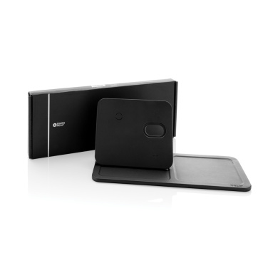 Logo trade promotional merchandise image of: Swiss Peak 3 in 1 RCS recycled PU wireless charger desk tray