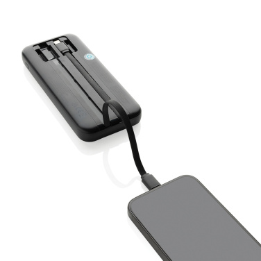 Logo trade advertising products picture of: Turbopack RCS rplastic powerbank 10.000 integrated cables