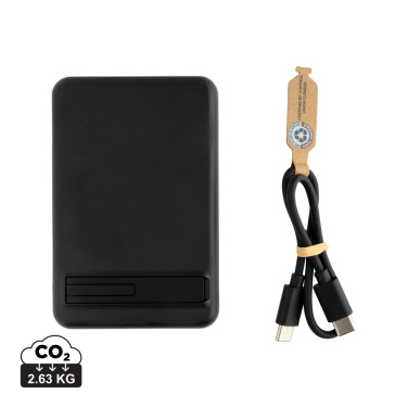Logo trade promotional gift photo of: Zen RCS rplastic 5000 mah 5W magnetic bamboo powerbank