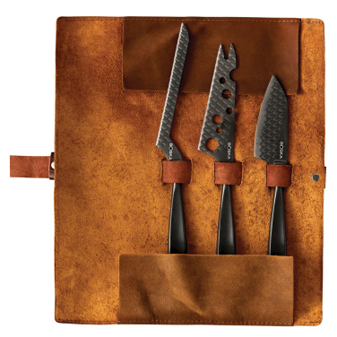 Logo trade promotional gifts image of: BOSKA Cheese Knife Set Monaco+ Black