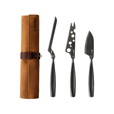 Logo trade promotional items image of: BOSKA Cheese Knife Set Monaco+ Black