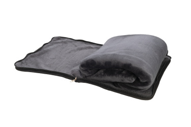 Logo trade promotional products picture of: Blanket and pillow 2 in 1 AMIATA Schwarzwolf