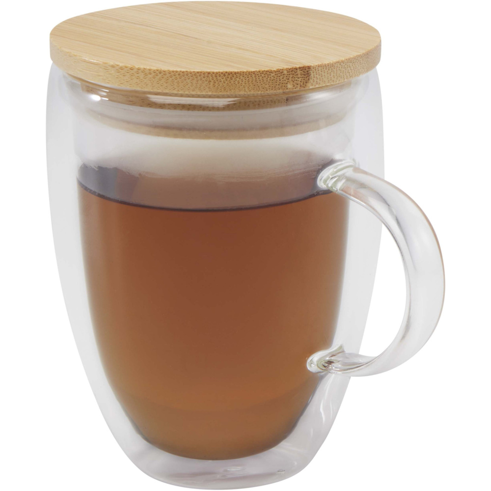 Logotrade promotional merchandise picture of: Leona 350 ml glass cup with bamboo lid