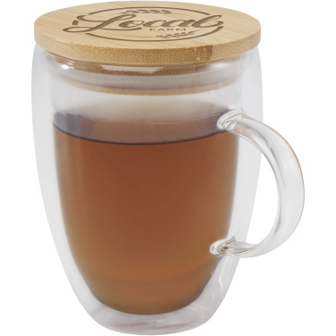 Logo trade promotional gifts image of: Leona 350 ml glass cup with bamboo lid