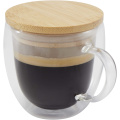 Lenora 250 ml glass cup with bamboo lid, Transparent clear