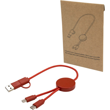 Logo trade promotional merchandise picture of: Citala 5-in-1 recycled plastic 30 cm data sync and 27W fast charge cable