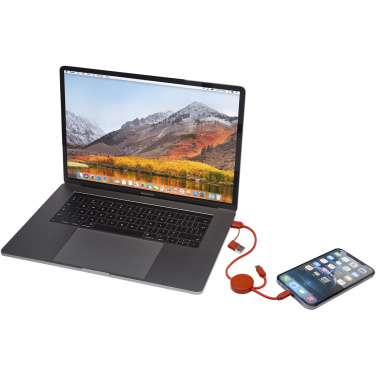 Logo trade corporate gifts image of: Citala 5-in-1 recycled plastic 30 cm data sync and 27W fast charge cable