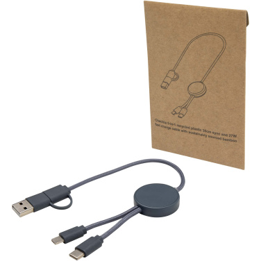 Logo trade promotional giveaways picture of: Citala 5-in-1 recycled plastic 30 cm data sync and 27W fast charge cable