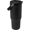 Bronx 900 ml RCS recycled stainless steel copper vacuum insulated tumbler with dual function lid, Solid black