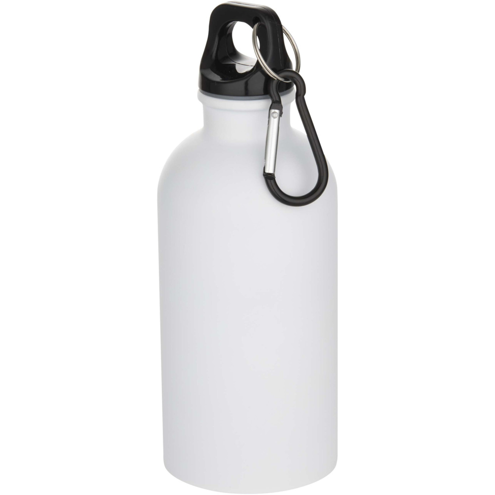 Logo trade promotional giveaway photo of: Oregon 400 ml matte RCS recycled single wall stainless steel water bottle with carabiner