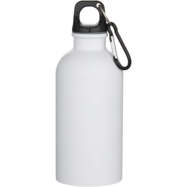 Logo trade promotional giveaways image of: Oregon 400 ml matte RCS recycled single wall stainless steel water bottle with carabiner