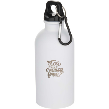 Logotrade business gift image of: Oregon 400 ml matte RCS recycled single wall stainless steel water bottle with carabiner