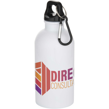 Logo trade promotional items image of: Oregon 400 ml sublimation RCS recycled single wall stainless steel water bottle with carabiner