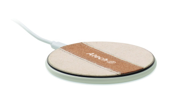 Logo trade promotional merchandise picture of: Cork wireless charger 15W