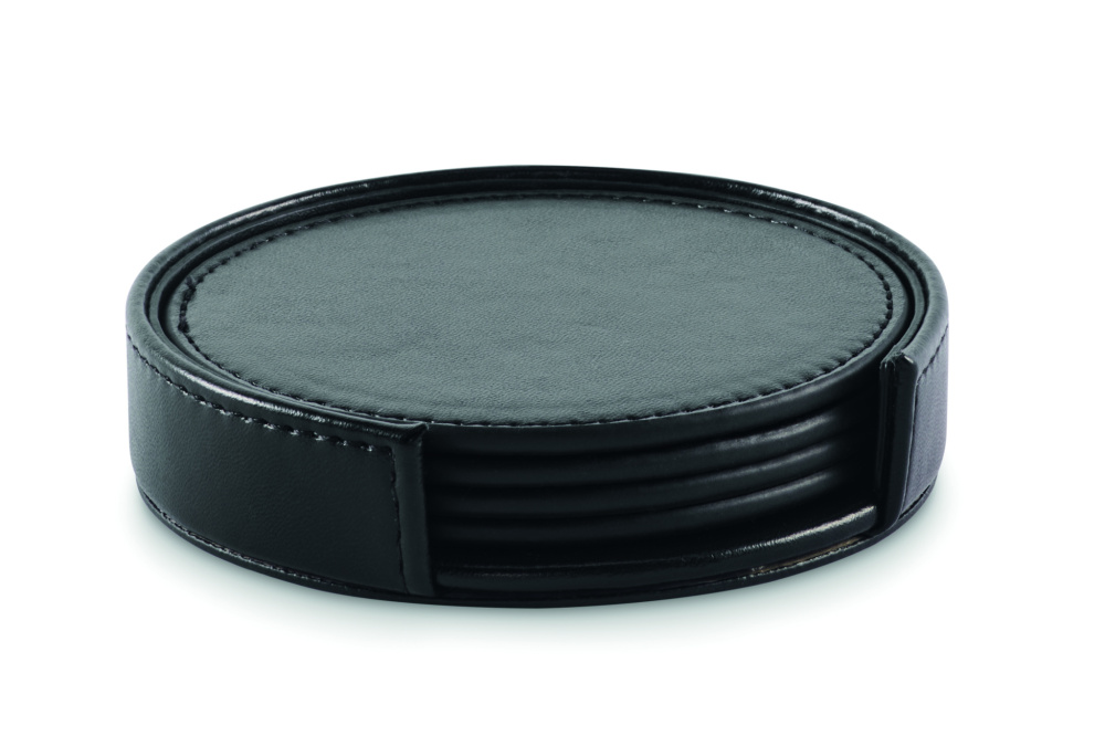 Logo trade promotional gifts picture of: Set of 4 PU coasters