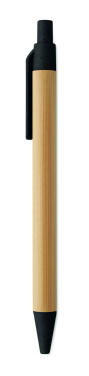 Logo trade advertising products image of: Push button ball pen in bamboo