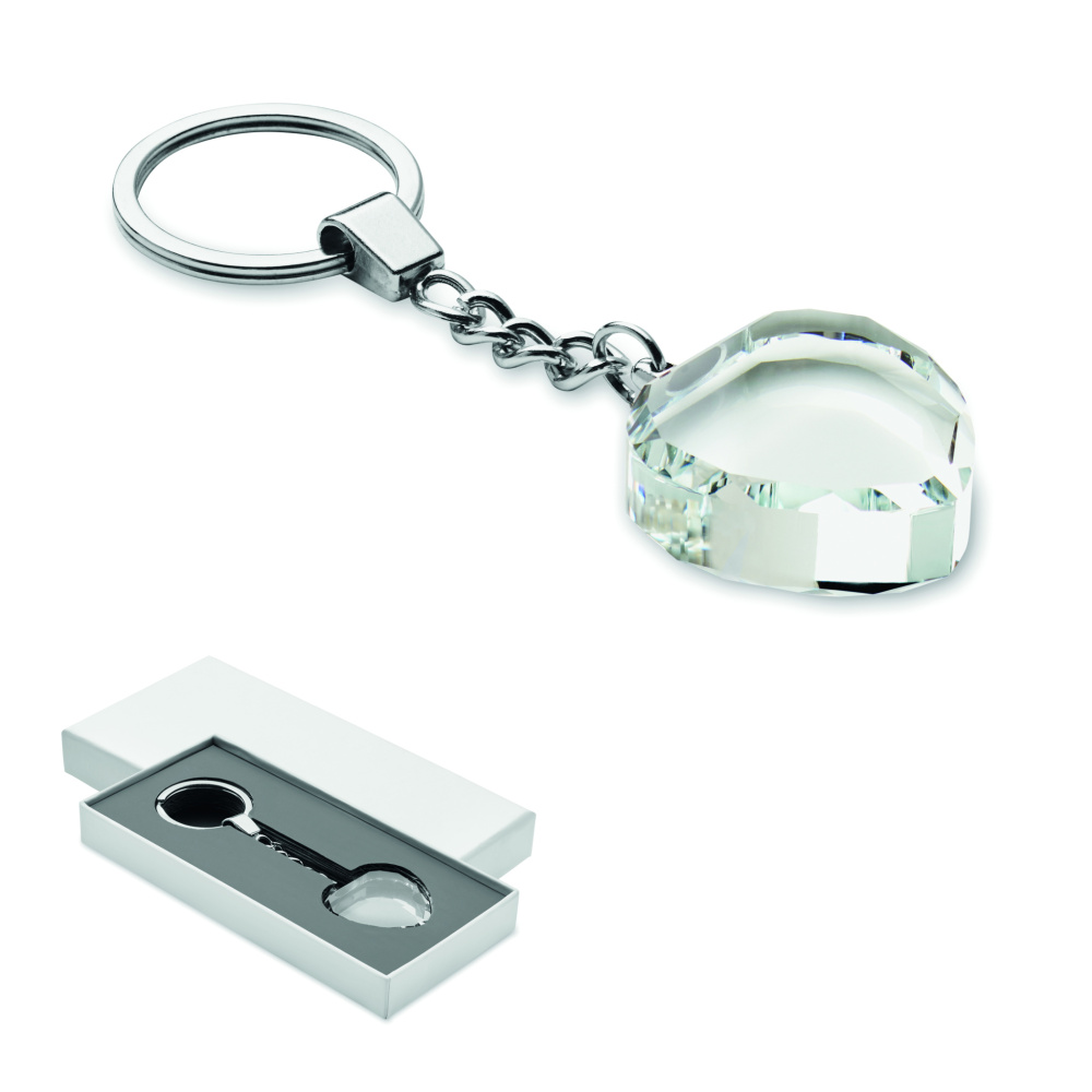 Logo trade business gifts image of: Glass heart award key ring
