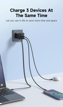 Logo trade promotional gifts image of: Urban Vitamin Mendocino 65W GaN charger retractable cable