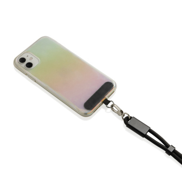 Logo trade corporate gift photo of: LoopAmp RCS RPET adjustable phone wrist strap 60W cable