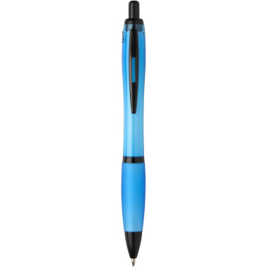 Logo trade business gifts image of: Nash recycled plastic ballpoint pen with black trims (black ink)