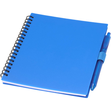 Logotrade promotional giveaway picture of: Niove recycled plastic soft cover notebook and ballpoint pen set (blue ink)