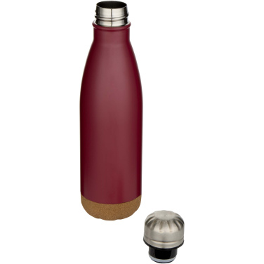 Logo trade promotional products image of: Cove 500 ml double wall vacuum insulated stainless steel water bottle with cork details
